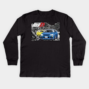 INTIAL D fd VS GTR R34 RX7 BATTLE ANIME Kids Long Sleeve T-Shirt